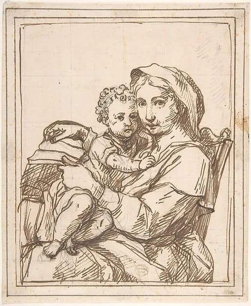 Madonna and Child by Anonymous, Italian, Roman-Bolognese, 17th century depicting Luke 2