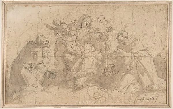 Madonna and Child with Saints and Angels by Anonymous, Italian, Roman-Bolognese, 17th century depicting Luke 2