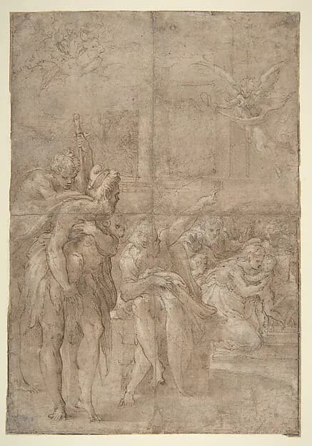 The Adoration of the Shepherds by Parmigianino (Girolamo Francesco Maria Mazzola) depicting Luke 2