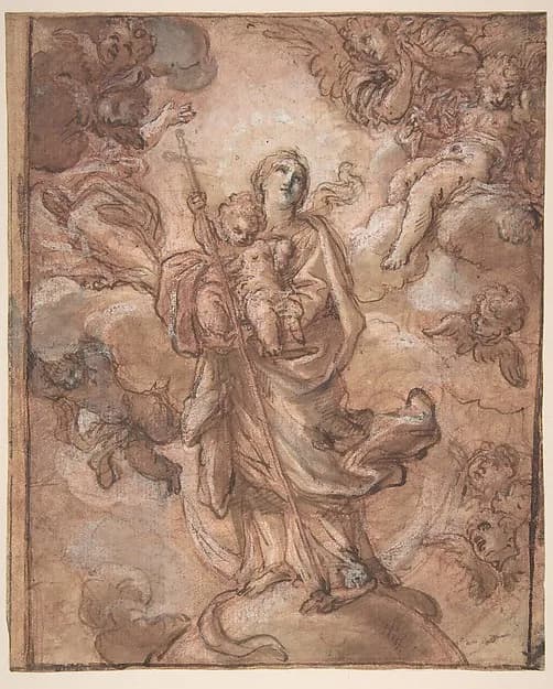 The Virgin Immaculate with the Christ Child in Glory (recto); Rinaldo and Armida (verso) by Giuseppe Passeri (Passari) depicting Luke 2