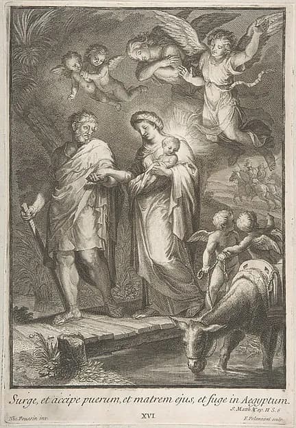 The Flight into Egypt by Francesco Polanzani depicting Matthew 2