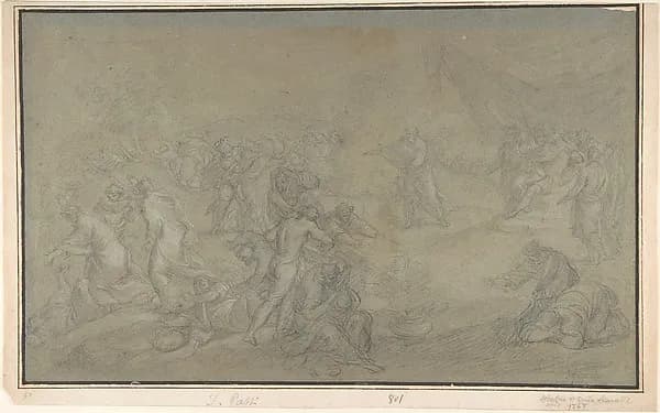 The Contest of Elijah and the Prophets of Baal on Mount Carmel (I Kings 18: 20-46) by Stefano Pozzi depicting 1 Kings 17