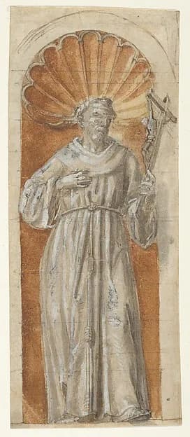 Standing Franciscan Saint in a Niche by Anonymous, Italian, Roman-Bolognese, 17th century depicting Matthew 27