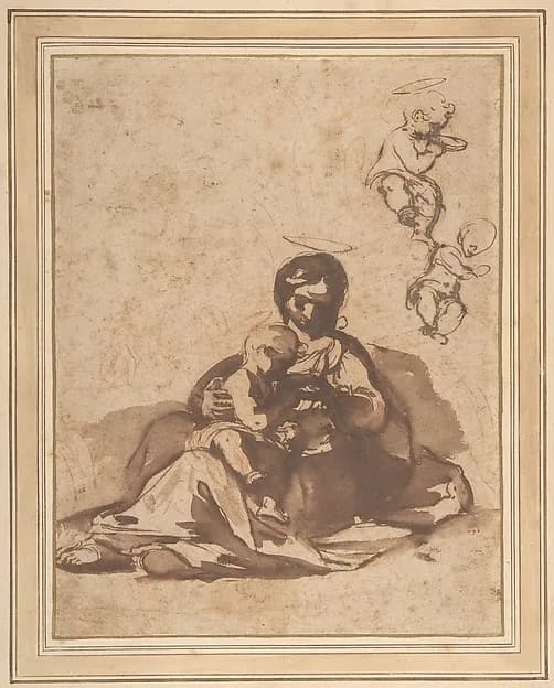 Studies for a Rest on the Flight into Egypt by Rutilio Manetti depicting Matthew 2