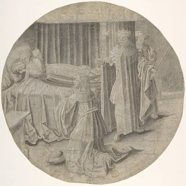 Haman begs Esther for his Life by Pseudo-Aert Ortkens depicting Esther 5
