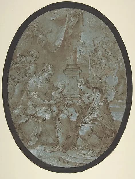 The Mystic Marriage of Saint Catherine of Alexandria by Avanzino Nucci depicting Romans 8