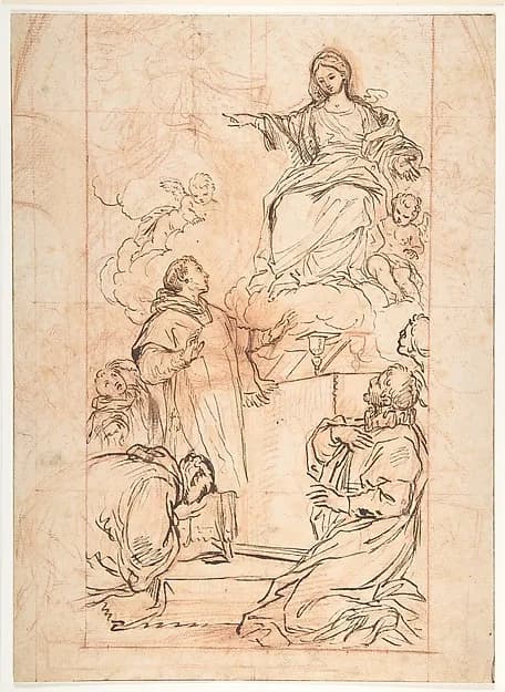 The Virgin Appearing at Mass by Agostino Masucci depicting Luke 1