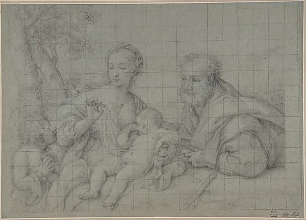 The Holy Family with the Infant Saint John the Baptist by Sassoferrato (Giovanni Battista Salvi) depicting Matthew 3
