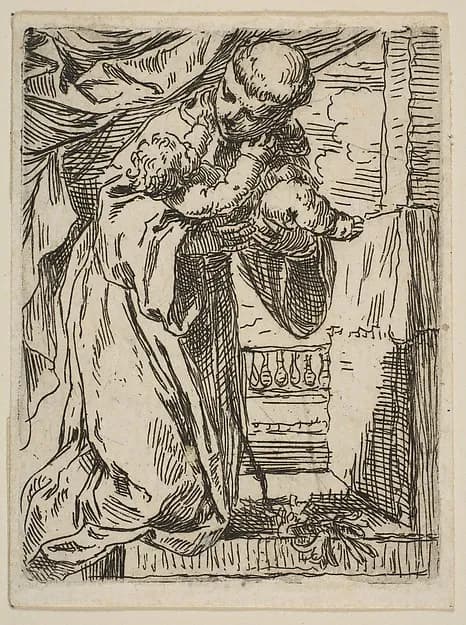 Saint Anthony of Padua holding the Christ Child by Simone Cantarini depicting Luke 2