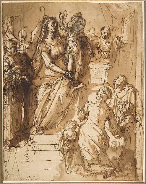 The Virgin and Child with Saint Joseph, Attendant Angels, and a Group of Supplicants by Federico Zuccaro (Zuccari) depicting Luke 2