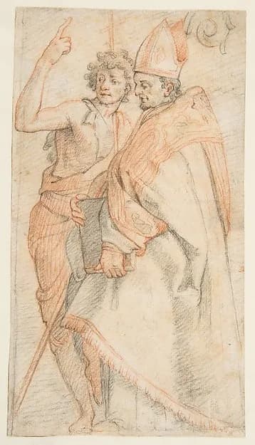 Saint John the Baptist and Saint Bernardo degli Uberti (after Andrea del Sarto's Vallombrosa Altarpiece) by Federico Zuccaro (Zuccari) depicting Matthew 3