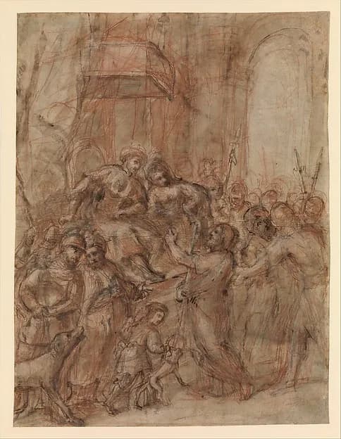 Saint John the Baptist before Herod and Herodias by Morazzone (Pier Francesco Mazzucchelli) depicting Matthew 3