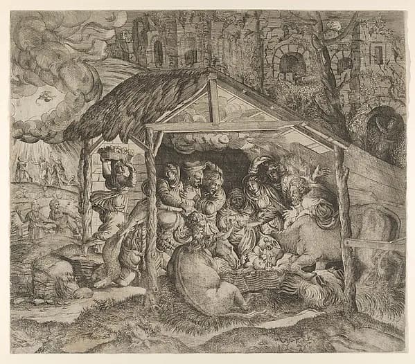 Nativity by Master IQV depicting Luke 2