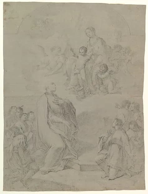 The Virgin Appearing to Saint Joseph Calasanctius by Marco Caprinozzi depicting Luke 1