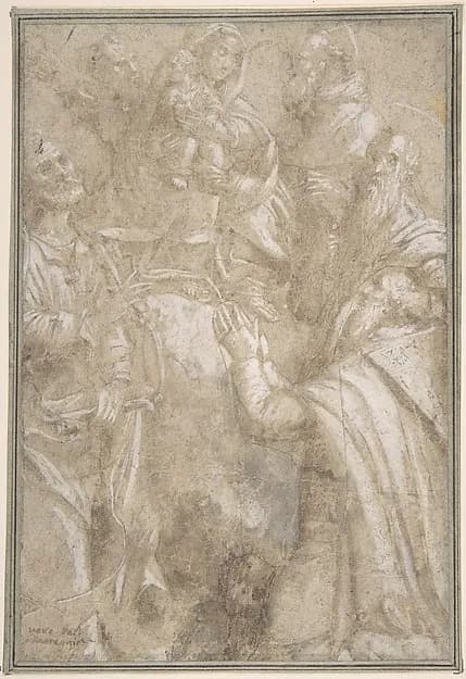 Adoration of the Madonna and Child by Anonymous, Italian, 15th to 16th century depicting Luke 2