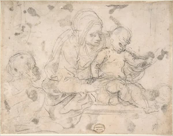 Virgin and Child with Infant St. John the Baptist by Anonymous, Italian, 17th century depicting Matthew 3