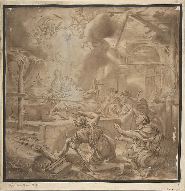 Nativity by Anonymous, Italian, Venetian, 18th century depicting Luke 2