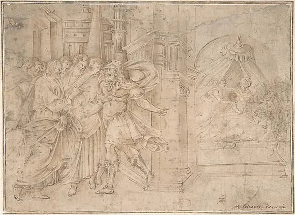 Christ and the Daughter of the Centurion by Perino del Vaga (Pietro Buonaccorsi) depicting John 1