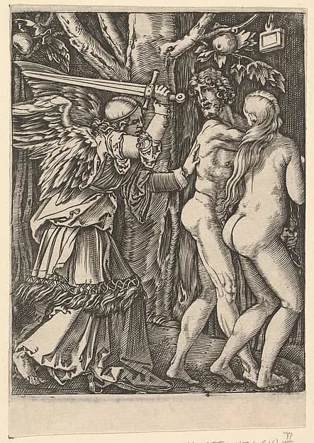 The Expulsion from the Paradise, from "The Passion of Christ", after Dürer by Marcantonio Raimondi depicting John 1