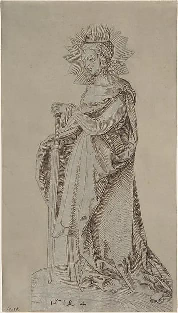 Saint Catherine Leaning on a Sword by Hans Baldung Grien depicting Romans 8