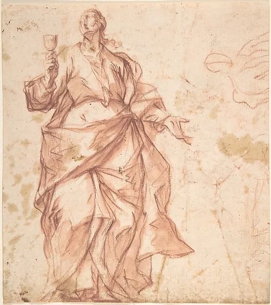 Study of St. John (recto); Study of a Warrior (verso) by Eugenio Cajés depicting Matthew 3