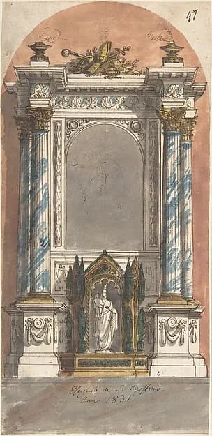 Design for an Altar with a Statue of the Virgin and Child. by Anonymous, Italian, 19th century depicting Luke 2