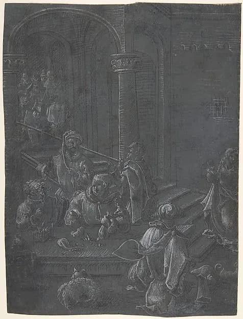 The Presentation of Mary in the Temple by Anonymous, Netherlandish, 16th century depicting Luke 1