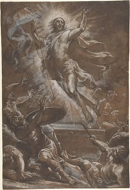 The Resurrection of Christ by Denijs Calvaert depicting Matthew 28