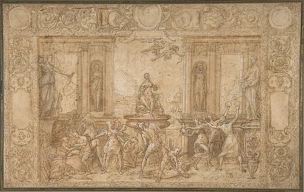 Study for The Allegory of Spring by Federico Zuccaro (Zuccari) depicting Luke 1