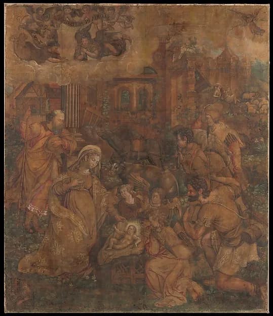 The Adoration of the Shepherds (Cartoon) by Anonymous, Netherlandish, 16th century depicting Luke 2