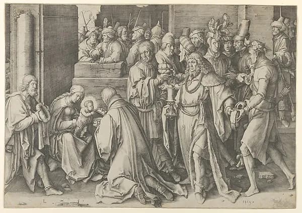 Adoration of the Magi by Lucas van Leyden depicting Matthew 2