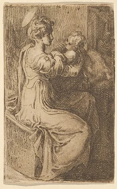 Virgin and Child by Parmigianino (Girolamo Francesco Maria Mazzola) depicting Luke 2