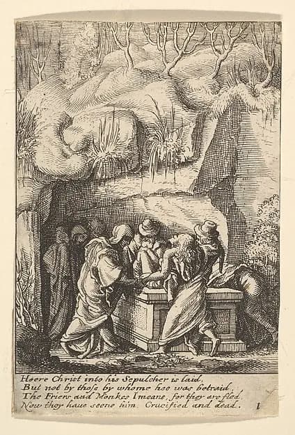 Entombment by Wenceslaus Hollar depicting Matthew 27