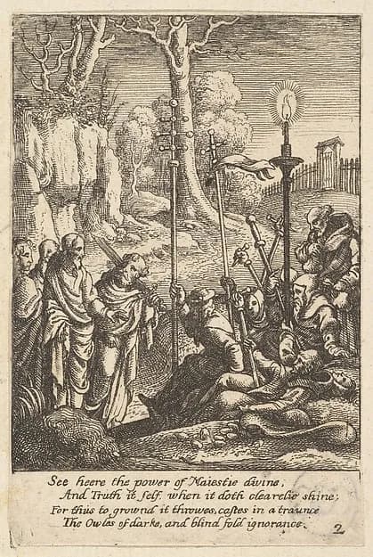 Jesus confronting his detractors by Wenceslaus Hollar depicting Matthew 4