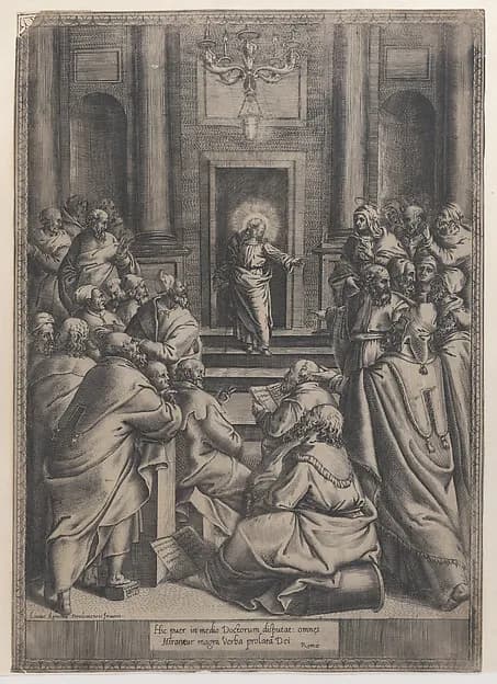 Christ Disputing in the Temple by Orazio de Santis depicting John 1