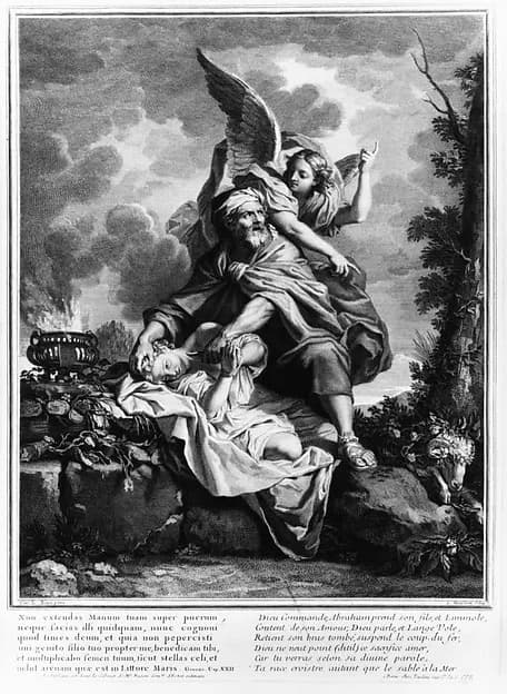 The Sacrifice of Isaac by Louis Desplaces depicting Genesis 22