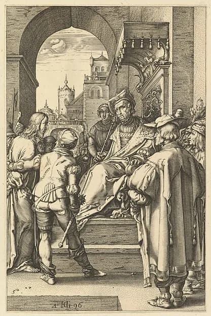 Christ before Pilate, from "The Passion of Christ" by Hendrick Goltzius depicting Matthew 27