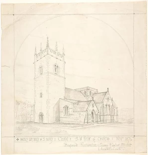 Proposed Restoration of the Church of the Holy Trinity and St. Mary, Old Clee, Lincolnshire by James Fowler depicting Matthew 28