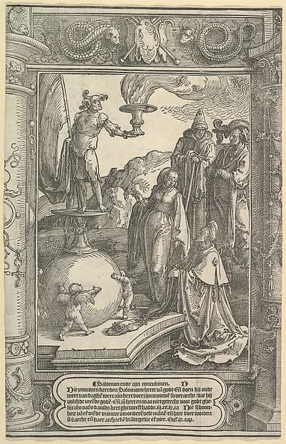 Solomon's Idolatry [I Kings, 11:1-8] by Lucas van Leyden depicting 1 Kings 3