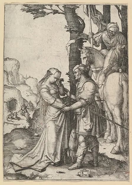 St. George Liberating the Princess by Lucas van Leyden depicting Revelation 12