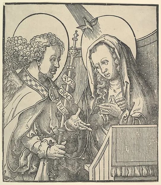 The Annunciation by Lucas van Leyden depicting Luke 1