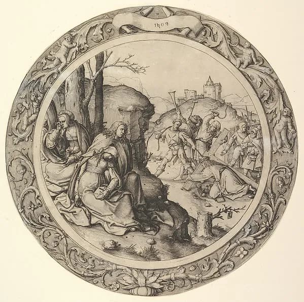 Christ Carrying the Cross, from the Circular Passion by Lucas van Leyden depicting Mark 15