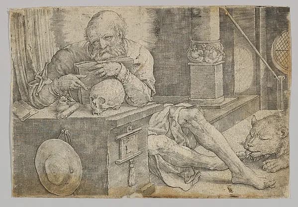 St. Jerome in his Study by Lucas van Leyden depicting Romans 8