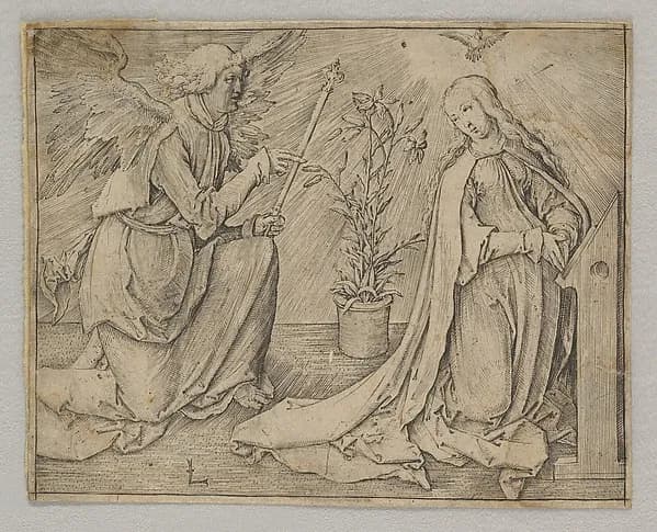 The Annunciation by Lucas van Leyden depicting Luke 1