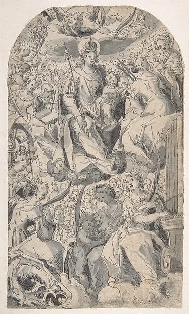 Madonna and Child Surrounded by Female Saints by Joseph Heintz the Younger depicting Luke 2