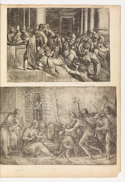 The Nativity by Andrea Schiavone (Andrea Meldola) depicting Luke 2