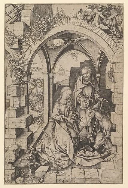 The Nativity by Martin Schongauer depicting Luke 2