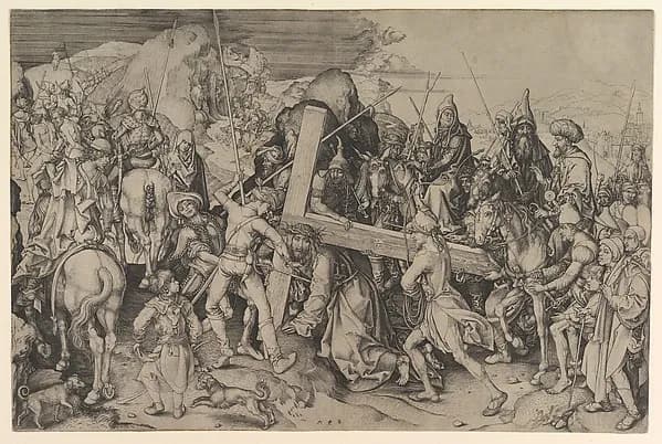 Christ Carrying the Cross by Martin Schongauer depicting Mark 15