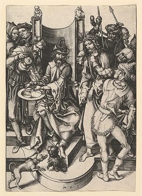Pilate Washing His Hands by Martin Schongauer depicting John 1