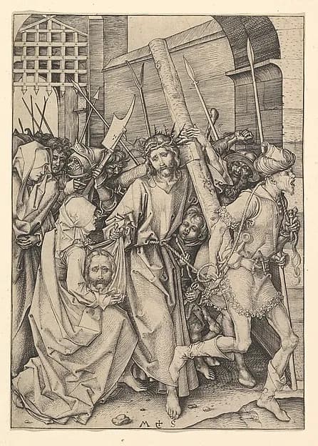 Christ Carrying the Cross by Martin Schongauer depicting Mark 15